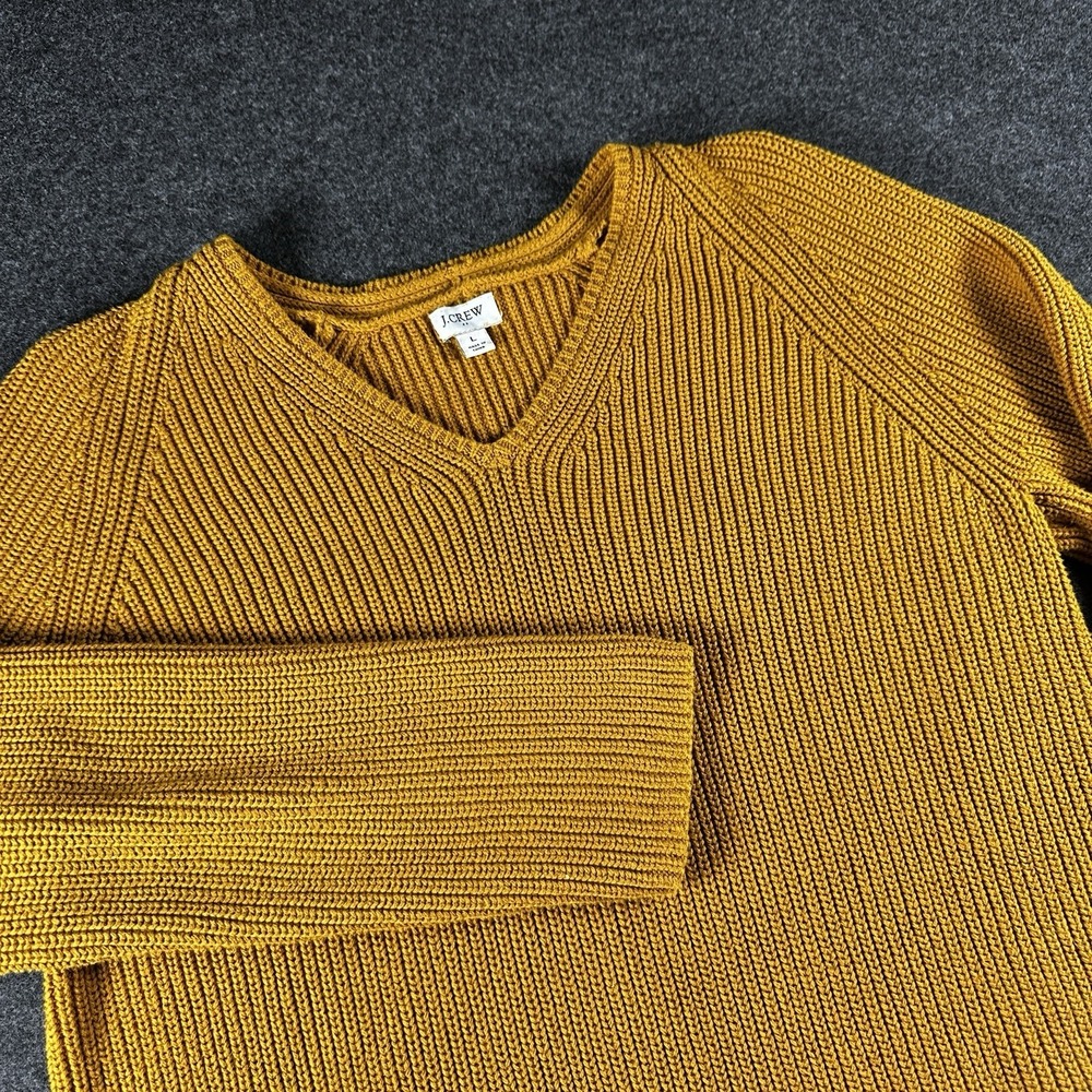 J. Crew Cotton V-neck Tunic Sweater Women's Size Large Mustard Yellow Minimalist